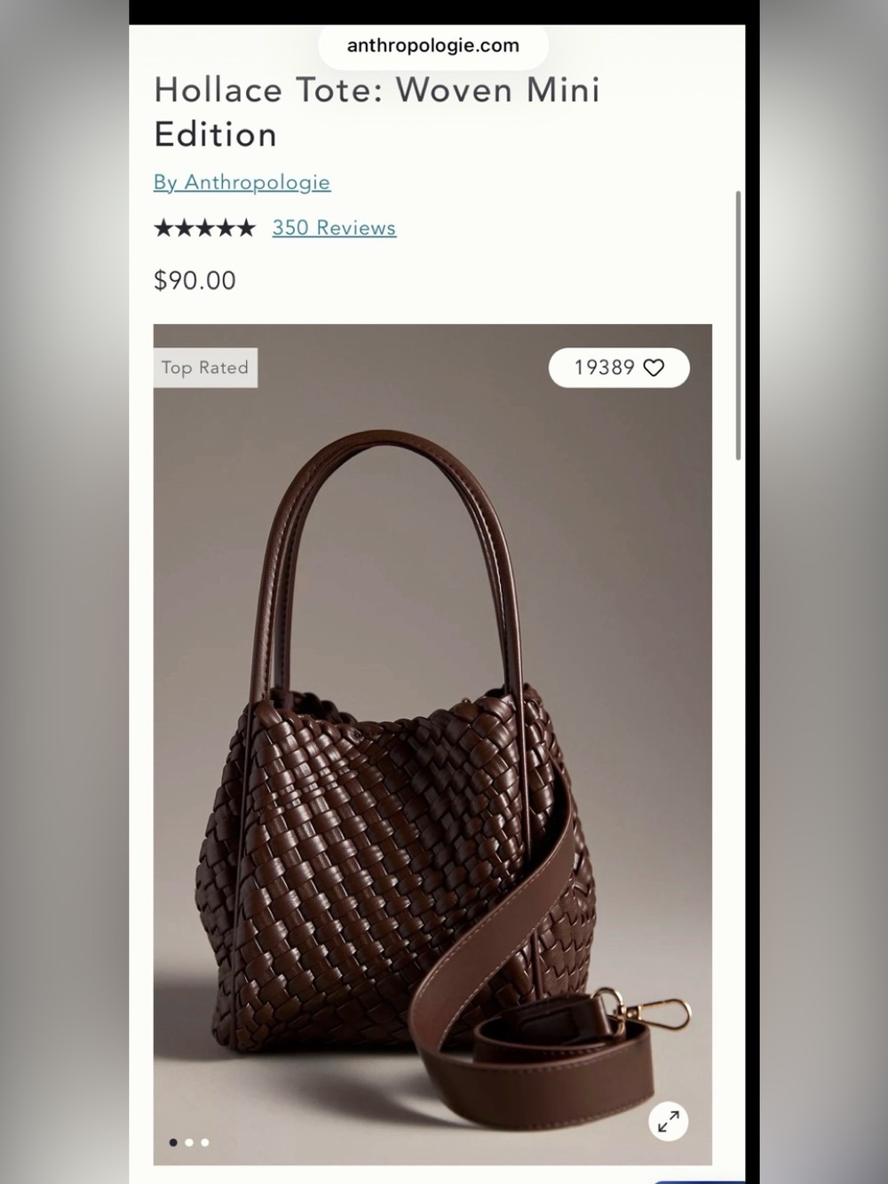 NWT Hollace Tote-Mini Woven by Anthropologie
